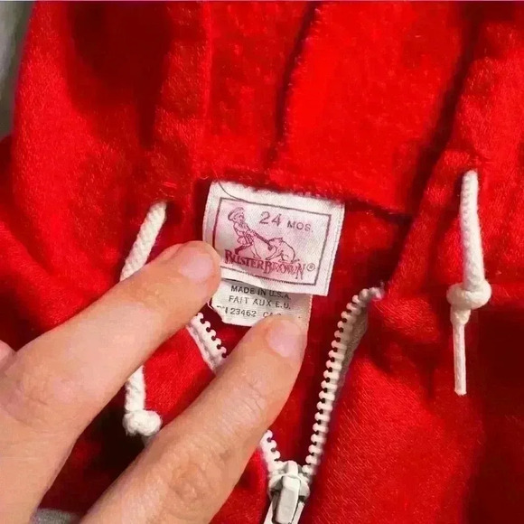 Vintage made in the USA toddler boy red frog embroidered zip hoodie sweatshirt - Picture 3 of 4